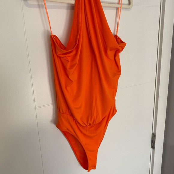 Zara Orange Halter Neck Bodysuit | Twist Tank Top - Picture 5 of 7